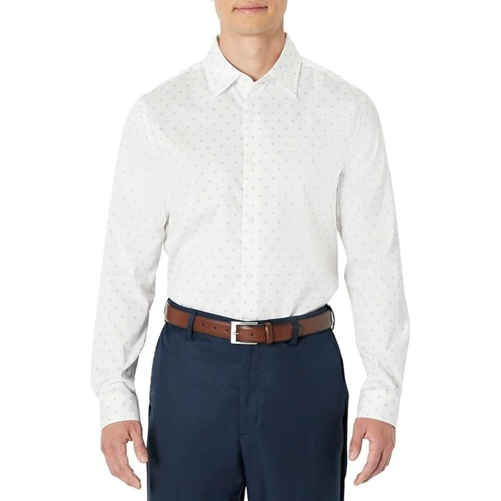 Amazon Essentials Men's Dress Shirt 5X-LARGE Big White Diamond Geo Long Sleeve
